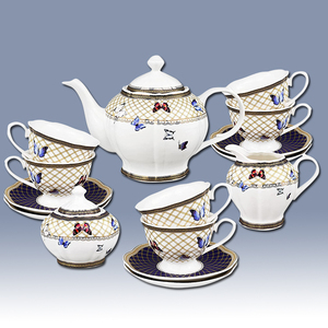 Fine Royal Butterfly Pattern 17-Piece British Ceramic Porcelain <strong>Tea</strong> <strong>Set</strong> Modern Bone China Eco-Friendly White <strong>Tea</strong> <strong>Party</strong> <strong>Set</strong> for - Product Image 1