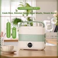 Boîte à lunch électrique en acier 304 de 2 L avec 4 compartiments, étanche, commande tactile, minuterie 12 h pour les voyages et le bureau