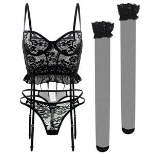 Сексуальное нижнее белье, Женский костюм с подвязками, тонкий дышащий бюстгальтер, кружевное нижнее белье с вырезом, сексуальное Бодибилдинг - Product Image 6