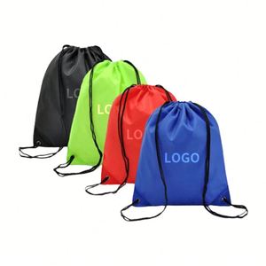 Custom Logo <b>Draw</b> String Bag <b>Small</b> Fitness Gym Waterproof Backpack for Business Promotional Giveaway - Product Image 1