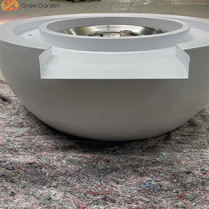 White Corten Steel Firepit Waterfall-Eco-Friendly Freestanding <b>Outdoor</b> Pool <b>Heater</b> Remote Control 50000-74999 BTU Heating Output - Product Image 1