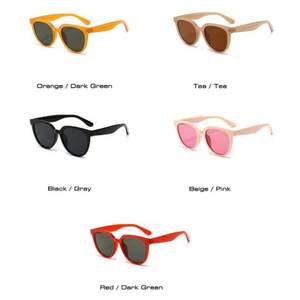 Vente en gros de lunettes de soleil personnalisées à la mode pour femmes, lunettes de soleil œil de chat rouge orange, petite monture ronde pour femmes - Product Image 4