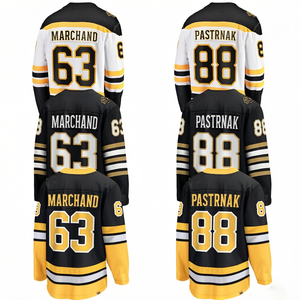 Jersey Hoki Es Boston Sports Wear 2024 dengan Bordir Logo # 88 Pastrnak # 63 Pedagang # 1 Seragam Jahitan Swayman - Product Image 1
