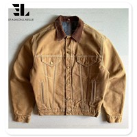 LARSUR Veste de travail personnalisée en toile de canard lourd avec doublure en Sherpa Veste de travail vintage pour travailleur Detroit Veste de corvée de charpentier
