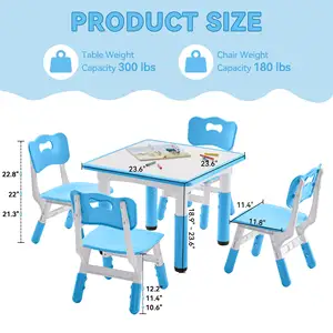 High Quality Multi-Style Color Activity Kids Table And Chair Set Height Adjustable School Desk And Chair For Home Use For Sale