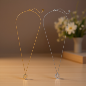 Collana con Ciondolo a Forma di Lettera U con Diamante Angelina, in Acciaio Inossidabile, Tono Oro e Argento, Gioiello Unisex alla Moda, Regalo Trendy - Product Image 2