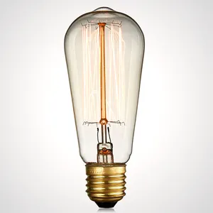 ST58 capezzolo gabbia di scoiattolo antico vetro ambrato a incandescenza lampadina Edison luce E27 Base lampada decorativa