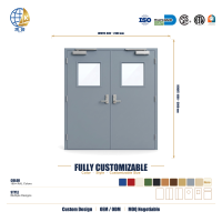 Porte de bureau en acier ignifugé gris clair avec finition émaillée pour espace de coworking, contemporaine, marque KaiYu, OEM personnalisé