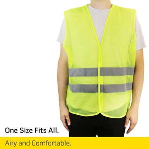 Gilets de sécurité, lot de 10, été, polyester, jaune, réfléchissant, haute visibilité, LED, bande argentée, pour hommes et femmes, travail, cyclisme, géomètre - Product Image 2