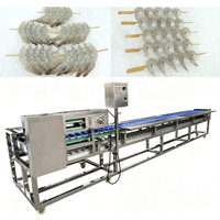 Mesin Tusuk Sate Udang Semi-Otomatis Kapasitas Besar Bahan Stainless Steel 304, 4.000-8.000 Sate/Jam untuk Pabrik Makanan Laut