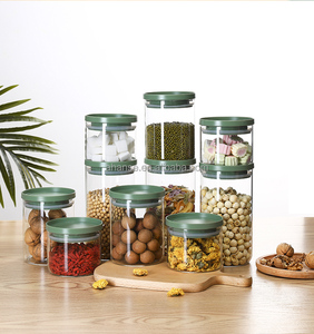 Big Custom print food grade BPA free plastic cap food container pasta storage glass jar for canned food cake jam nuts kernel