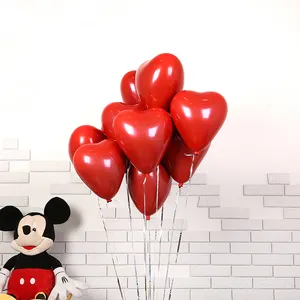 Happy birthday party decoration new products supplies mini red heart stick latex airship balloons