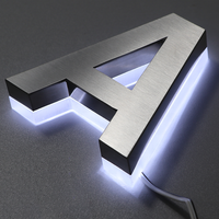 Papan tanda iklan LED luar ruangan 3d kustom Display huruf logam lampu latar Led baja tahan karat saluran akrilik Logo depan