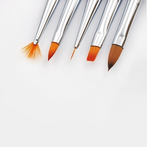 <b>Crimped</b> Ferrule Nail Art Brush <b>Set</b> Flat Carving Fan Shape Acrylic Gel Painting Pens for Nail Decoration - Product Image 2