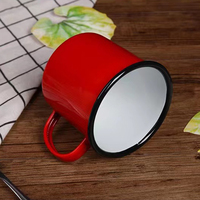 Vente en gros d'usine Tasse à café portable de voyage et de camping 350 ml Logo personnalisé Émail coloré Passe au lave-vaisselle et au micro-ondes Promotionnel