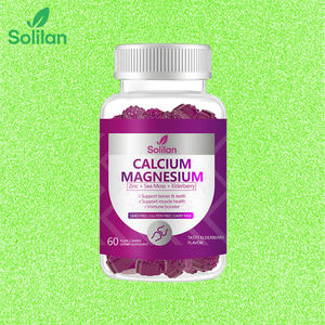 Solilan Private Label Kalzium-Zink-Magnesium-Glycinat 3-in-1 Vitamin D3 Gummibärchen Schlaf-Nahrungsergänzungsmittel mit Seamoss & Holunderbeere - Product Image 1