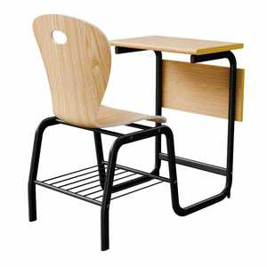 Conjunto de escritorio y silla escolar Lin Ying de madera, estilo moderno minimalista para uso en el aula. - Product Image 1