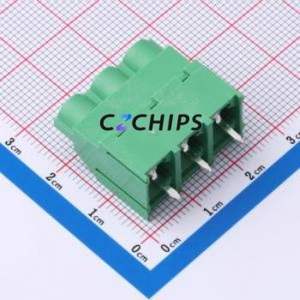 MX762-7.62-03P-GN01-Cu-PS-A Screw Terminal Block Through hole Component (THT),P=7.62mm Connector 1x3P 7.62mm Green Through Hole - Product Image 2