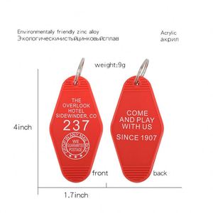 CY Wholesale Custom Promotional Multiple Color DIY Print Hotel <b>Name</b> Acrylic Vintage Hotel Keychain - Product Image 2