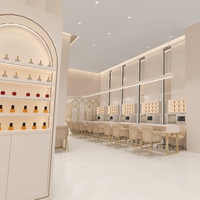 M & S Ensemble complet personnalisé pour salon de manucure et de manucure, salon de coiffure de luxe, design d'intérieur de magasin d'ongles, meubles de vitrine pour magasin d'ongles à vendre