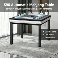 Table de Mahjong automatique S90 style taïwanais à 4 sorties, table de jeu carrée 2-en-1 Mahjong et repas pour usage domestique