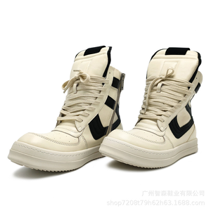 Zapatos de Hombre R, O, de Cuero Genuino, de Caña Alta, Negros y Blancos, con Diseño de Triángulo Invertido Grande - Product Image 2