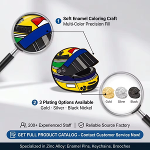 Épinglette personnalisée en alliage de zinc avec émail souple - Design Casque de Course - Badge Sportif Personnalisé en Gros Direct Usine - Product Image 1