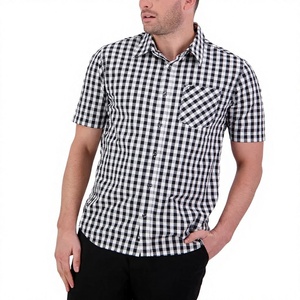 OEM Custom <b>Checkered</b> Print <b>Men's</b> Shirt 100% Pure Cotton Casual <b>Short</b> Sleeve Shirt Button Down Regular Fit Multicolored Options - Product Image 4