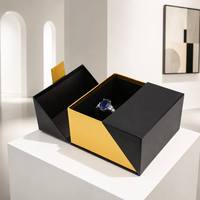 Boîte cadeau en carton rigide noir avec fermeture magnétique personnalisée pour bijoux, cosmétiques, montres, emballage de luxe en papier, taille personnalisée