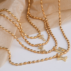 Mode nouveauté charme belle Dames Minimaliste Bijoux En Acier Inoxydable Plaqué Or 18 <span class=keywords><strong>k</strong></span> Lettre Forme Pendentif Collier - Product Image 3
