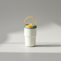 Mug isotherme de voiture en acier inoxydable à double paroi avec revêtement intérieur en céramique de 450 ml, infuseur à thé et paille