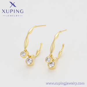 Per <span class=keywords><strong>Xuping</strong></span> gioielli in oro 14K placcato alla moda geometrico semicerchio gancio diamante artificiale orecchini a cerchio da donna X000964497 - Product Image 6