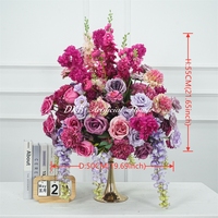 Boule de fleurs artificielle de 45 cm en gros, centre de table de mariage, arrangement floral en soie blanche, décoration pour la maison et les fêtes