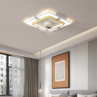 Ventilateur de plafond LED en métal avec lumière, télécommande intégrée, pour salon et chambre, style moderne et épuré