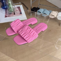 Mules d'été rétro pour femmes à motif gaufré, semelle en caoutchouc noir, doublure en PU, tendance mode coréenne, vente en gros