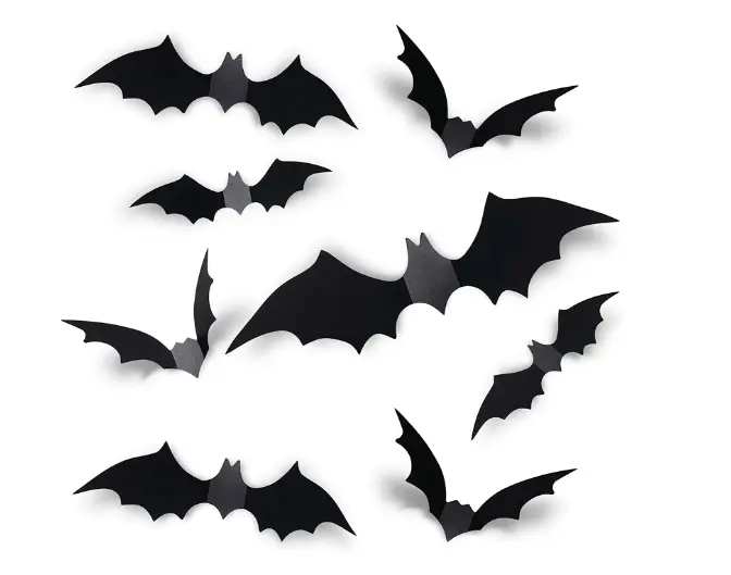 Halloween 3D Bats Decoration, Different Sizes Realistic PVC Scary Black Bat Sticker for Home Decor DIY Wall Decal Bathroom