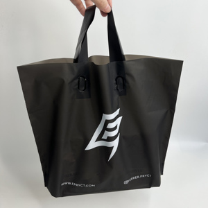 Custom Semi-Transparent Black Shopping Bags with White Print for Clothing Store for Small Business - Product Image 2