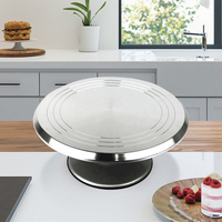 Platine à Gâteau en Alliage d'Aluminium de 12 Pouces, Base Antidérapante en Caoutchouc, Support Rotatif Professionnel pour Desserts