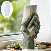 Moule en silicone moderne et simple pour pot de fleurs, pot de rangement en résine époxy, ou moule à gypse ciment à tenir à la main – DIY
