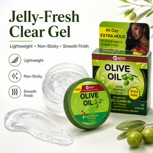 Gel Coiffant à l'Huile d'Olive 64g avec Huile d'Amande Douce pour Bords, Tresses, Boucles, Extensions – Fini Non Collant – Marque Privée - Product Image 2