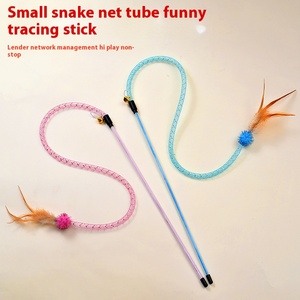 Giocattolo gatto forma di serpente elastico rete peluche piuma divertente gatto bastone giocattolo interattivo - Product Image 3