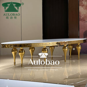 โต๊ะรับประทานอาหารทรงวงรีสแตนเลสสตีลสีทองดีไซน์ทันสมัยแบบปรับเปลี่ยนได้ เหมาะสำหรับใช้ในบ้านและโรงแรม - Product Image 2