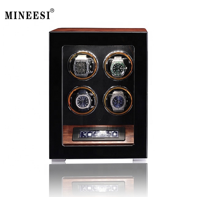 MINEESI Luxury Wooden Watch Winder 2-12 Watches Storage Box Protective Water Resistant Lock Home Use