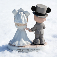 Figurita de tamaño Mini para parejas, precioso momento feliz después de la boda