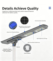 Lampadaire solaire intégré tout-en-un 500W, IP65 étanche, haute luminosité, lampe LED extérieure commerciale pour routes