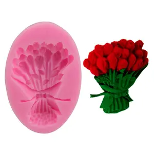 19 장미 모양의 3D 1 꽃다발 DIY 실리콘 고무 몰드