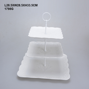 Plateau <span class=keywords><strong>de</strong></span> service pour fruits restaurant, banderole, personnalisé, pour banquet, fête <span class=keywords><strong>de</strong></span> <span class=keywords><strong>mariage</strong></span>, en céramique snack à 3 niveaux avec support en argent - Product Image 3