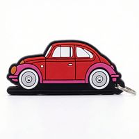 Porte-clés en silicone classique Beetle & Retro Tram, accessoire de porte-clés de voiture vintage 3D, porte-clés en caoutchouc souple durable, cadeau