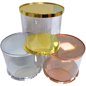 Custom Logo Gold Clear Round Square Tall Transparent Cake Box PET PVC Wedding Birthday Party Gift Box