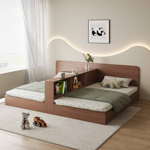 <span class=keywords><strong>Letto</strong></span> Matrimoniale in Legno con Divisorio per Trasformare in Due Camere, <span class=keywords><strong>Letto</strong></span> Contenitore per Bambini, Colore Noce Personalizzabile - Product Image 6